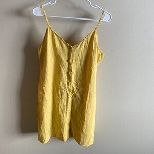 Yellow Button Up Linen Dress